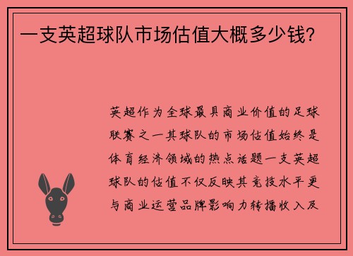 一支英超球队市场估值大概多少钱？
